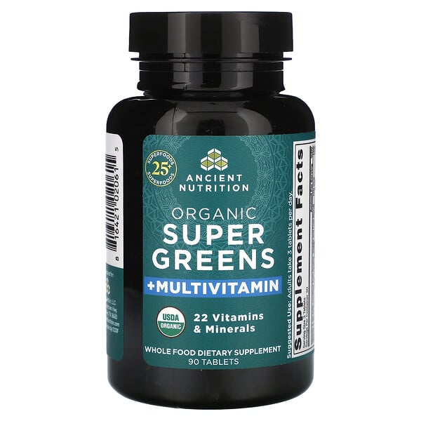 Органическая суперзелень + мультивитамины, 90 таблеток Dr. Axe / Ancient Nutrition