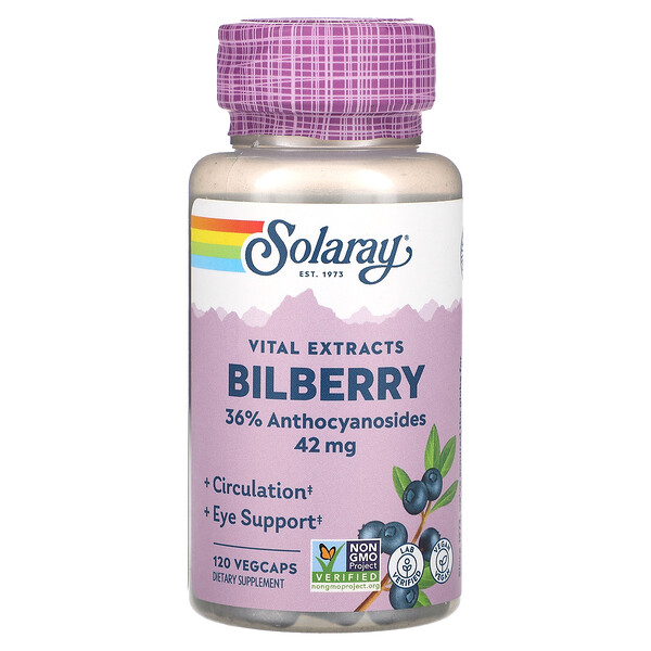 Vital Extracts, Bilberry, 42 mg, 120 VegCaps Solaray