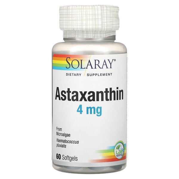 Астаксантин, 4 мг, 60 мягких таблеток Solaray