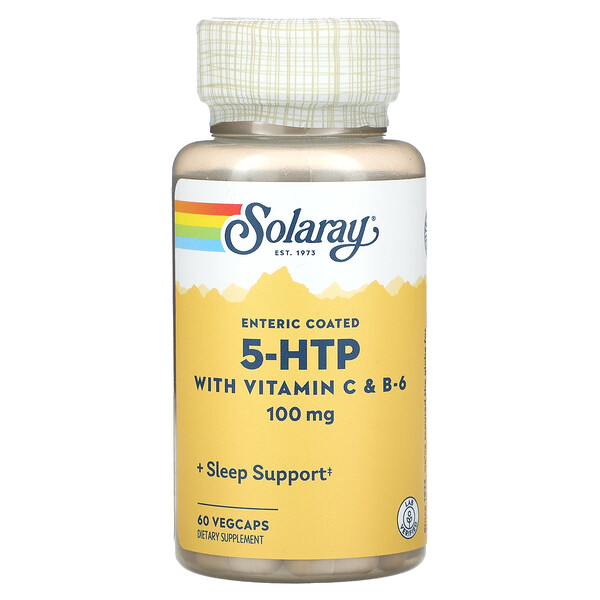 5-HTP с витамином C и B-6 - 100 мг - 60 растительных капсул - Solaray Solaray