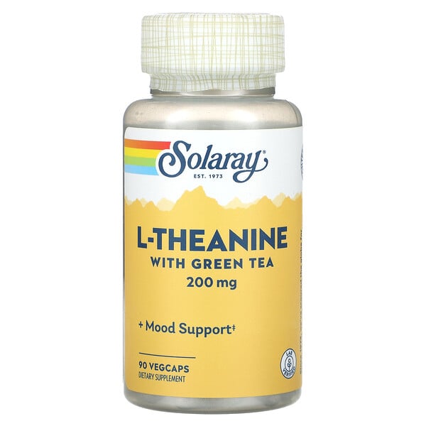 L-Theanine With Green Tea, 200 mg, 90 VegCaps Solaray