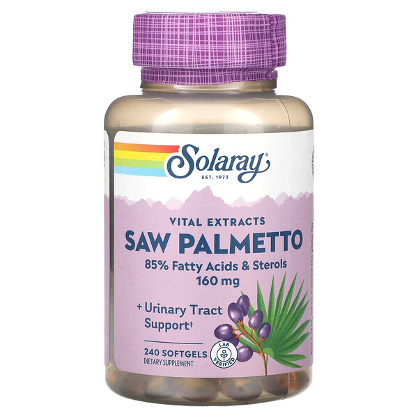 Vital Extracts, пальма сереноа, 160 мг, 240 мягких таблеток Solaray