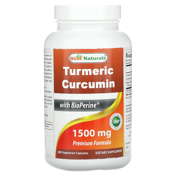 Куркумин с турмериком - 1500 мг - 180 вегетарианских капсул - Best Naturals Best Naturals