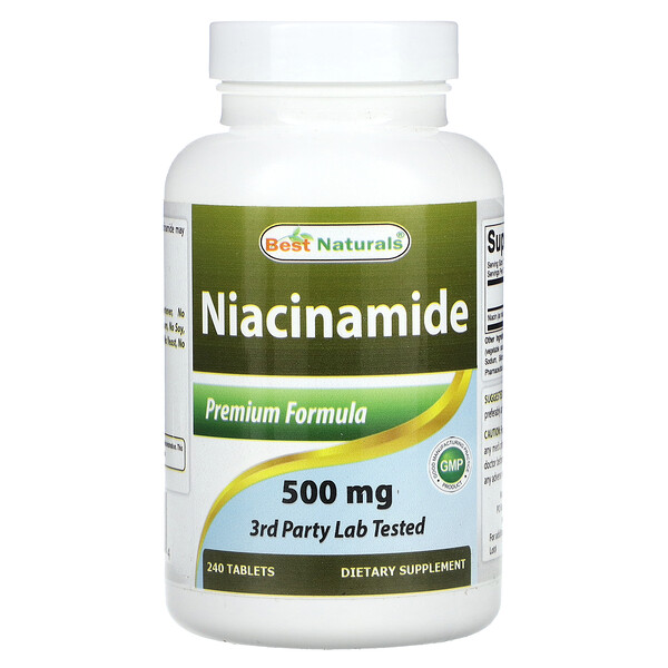 Ниацинамид, 500 мг, 240 таблеток Best Naturals