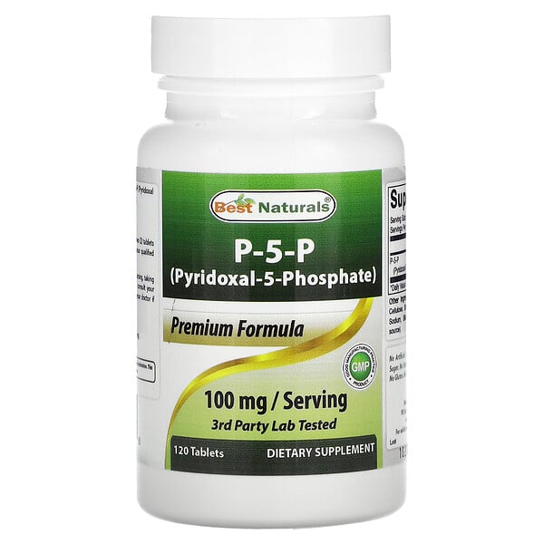 P-5-P (Пиридоксаль-5-фосфат) - 100 мг - 120 таблеток - Best Naturals Best Naturals