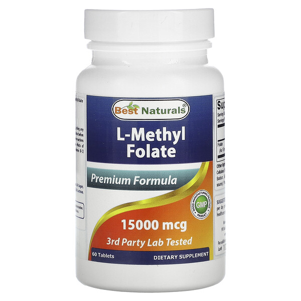 L-Метилфолат - 15000 мкг - 60 таблеток - Best Naturals Best Naturals