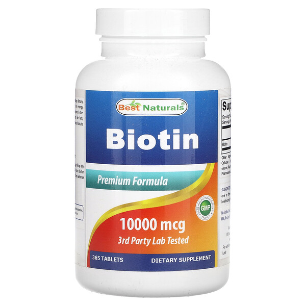 Биотин - 10000мкг - 365 таблеток - Best Naturals Best Naturals