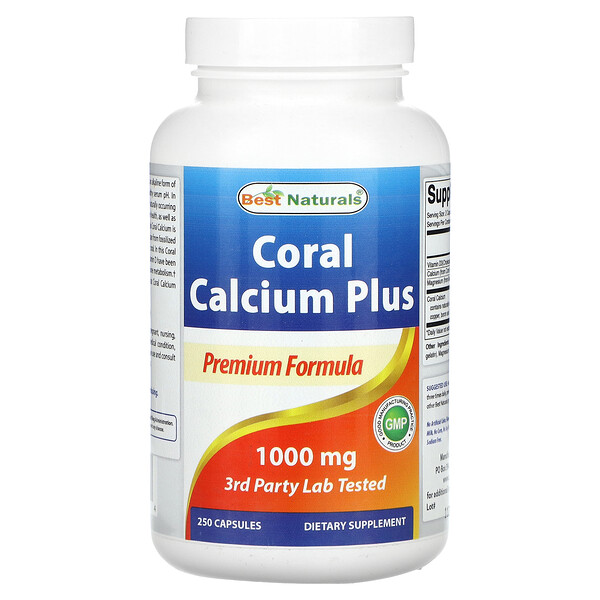Корал Кальций Плюс, 1000 мг, 250 капсул (500 мг в капсуле) Best Naturals