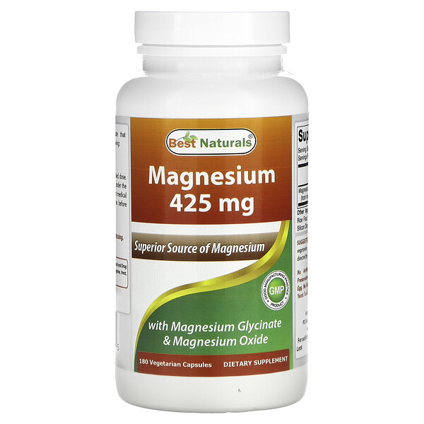 Магний - 425 мг - 180 вегетарианских капсул - Best Naturals Best Naturals