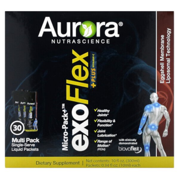 Micro-Pack+ ExoFlex + Plus Витамин С, 30 пакетов по 0,34 жидких унции (10 мл) каждый Aurora Nutrascience