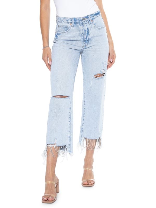 Укороченные и потертые джинсы Nash Vegas с высокой посадкой Blue Revival