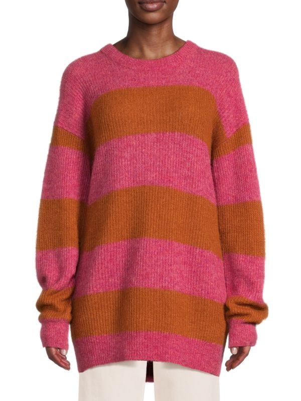 Мягкий полосатый свитер с круглым вырезом из шерсти альпаки NAADAM