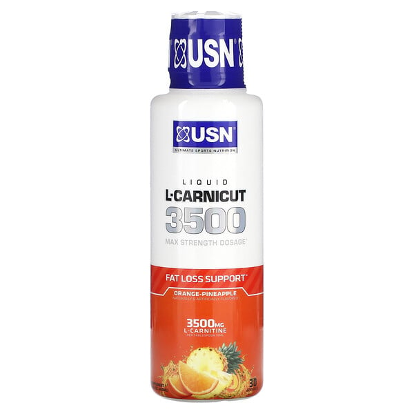 Liquid L-Carnicut 3500, Max Strength Dosage, Orange-Pineapple, 3,500 mg, 15.22 fl oz (450 ml) USN