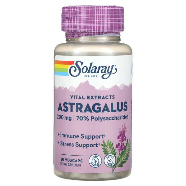 Vital Extracts, Астрагал, 200 мг, 30 растительных капсул Solaray