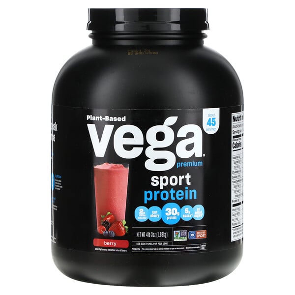 Sport, Белок премиум-класса на растительной основе, ягоды, 1,89 кг (4 фунта 3 унции) Vega
