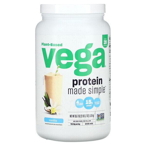Растительный протеин Made Simple, ваниль, 2 фунта (3,7 унции) Vega