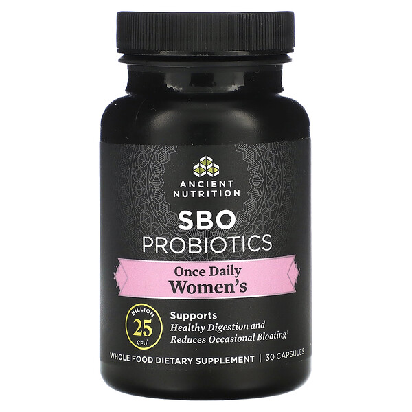 SBO Пробиотики, для женщин один раз в день, 25 миллиардов КОЕ, 30 капсул Dr. Axe / Ancient Nutrition