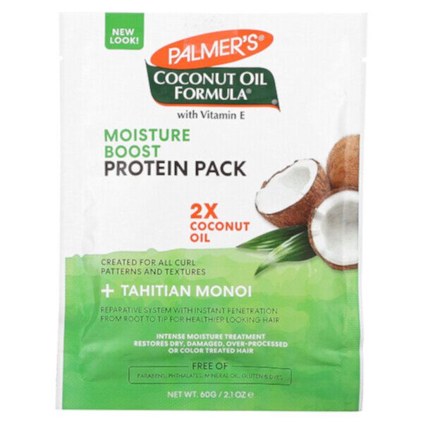 Формула кокосового масла с витамином Е, протеиновый пакет для повышения влажности, 2,1 унции (60 г) Palmer's