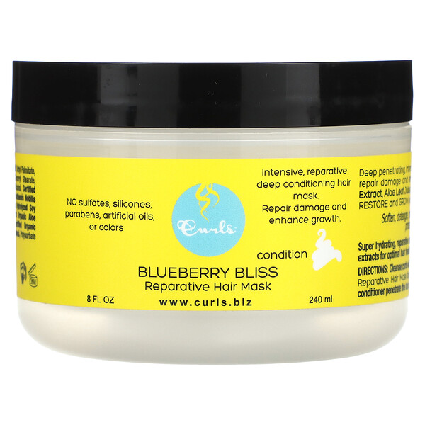 Восстанавливающая маска для волос Blueberry Bliss, 8 жидких унций (240 мл) Curls