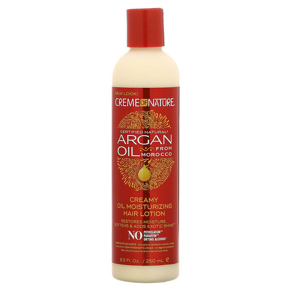 Сертифицированное натуральное аргановое масло из Марокко, увлажняющий лосьон для волос со сливочным маслом, 8,5 жидких унций (250 мл) Creme Of Nature