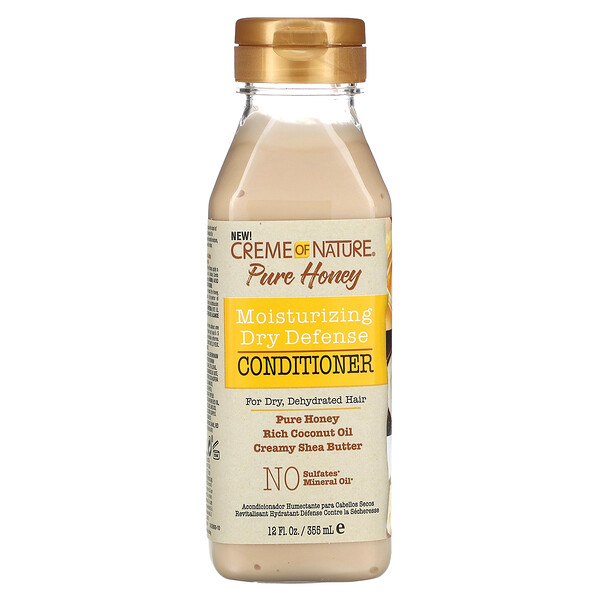 Pure Honey, Увлажняющий кондиционер для сухой защиты, для сухих, обезвоженных волос, 12 жидких унций (355 мл) Creme Of Nature