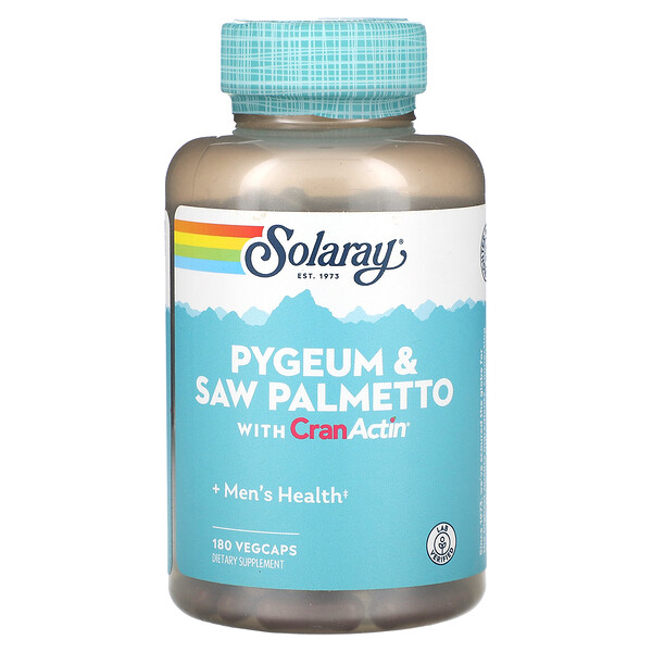 Pygeum & Saw Palmetto с кранактином, 180 растительных капсул Solaray