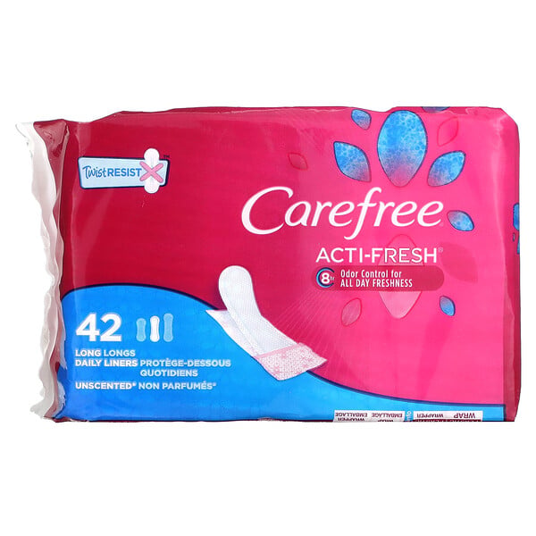 Acti-Fresh, Ежедневные прокладки, обычные, без запаха, 42 прокладки Carefree