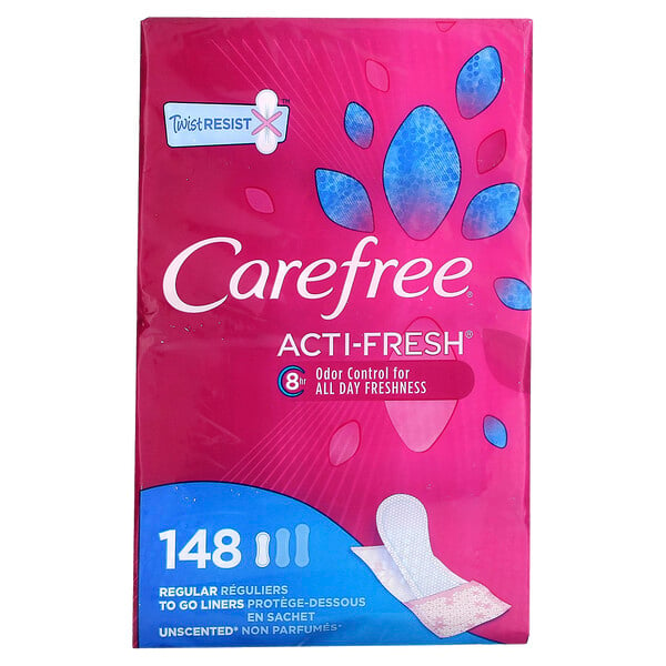 Acti-Fresh, Ежедневные прокладки, обычные, без запаха, 148 прокладок Carefree