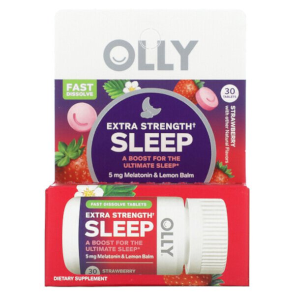 Sleep, Extra Strength, клубника, 30 таблеток OLLY