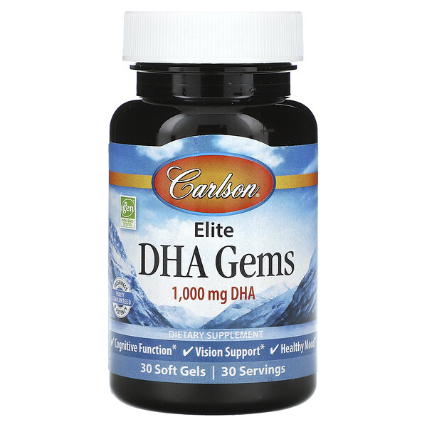 Elite DHA Gems, 1000 мг, 30 мягких таблеток Carlson
