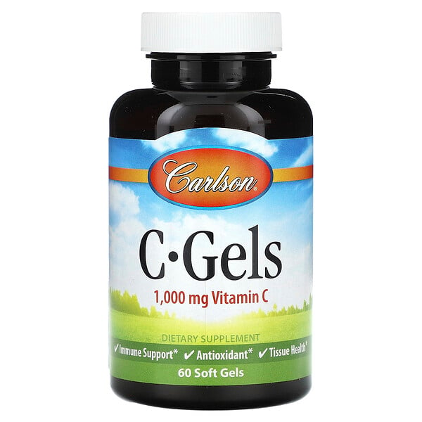 C-Gels, Vitamin C, 1,000 mg, 60 Soft Gels (Мягкие капсулы) Carlson