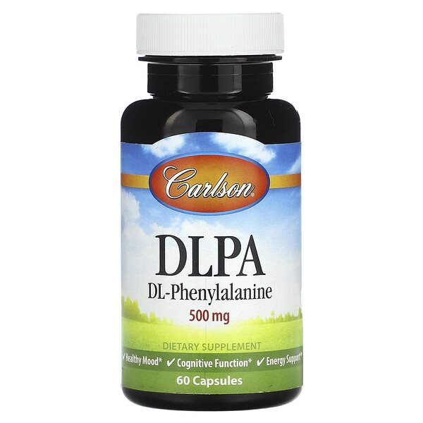 DLPA, DL-Фенилаланин - 500 мг - 60 капсул - Carlson Carlson