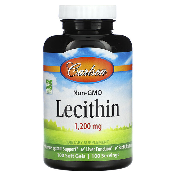 НеГМО Лецитин - 1200 мг - 100 мягких капсул - Carlson Carlson