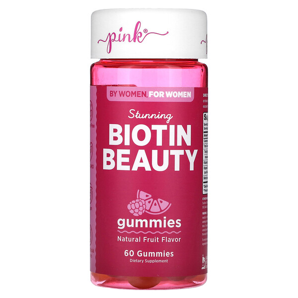 Stunning Biotin Beauty, натуральные фрукты, 60 жевательных конфет Pink