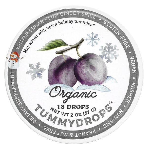 Органическая приправа «Зимняя сахарная слива и имбирь», 18 капель, 2 унции (57 г) Tummydrops