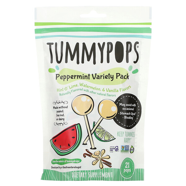 Пакет Peppermint Variety, оттенок лайма, арбуз и ваниль, 21 штука Tummydrops