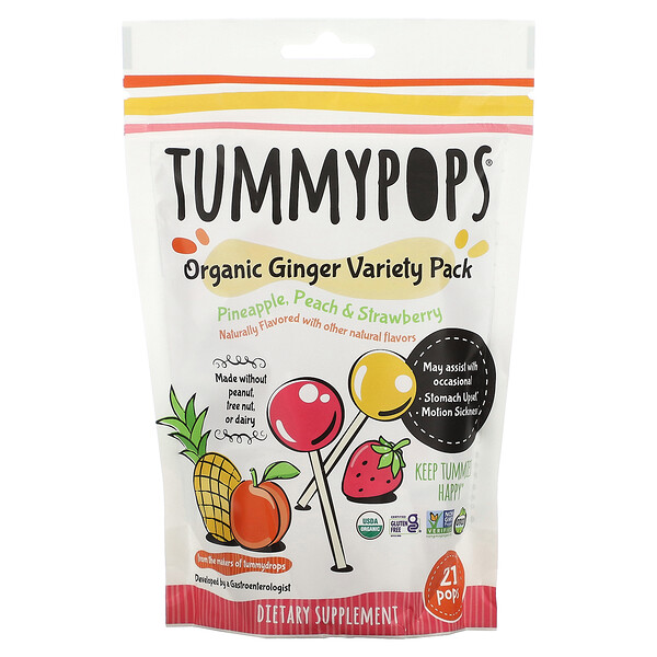 Tummypops, Набор органических сортов имбиря, 21 штука Tummydrops