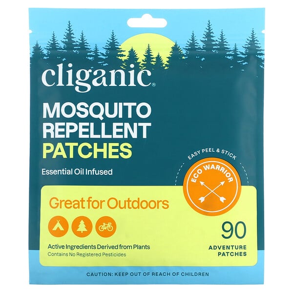 Пластыри для кемпинга от комаров, настоянные на эфирном масле, 90 пластырей Cliganic