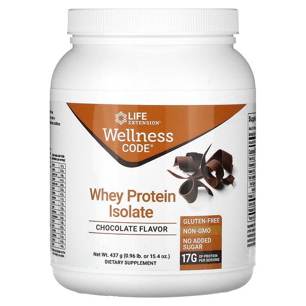 Wellness Code, Whey Protein Isolate, Chocolate, 0.96 lb (437 g) Life Extension