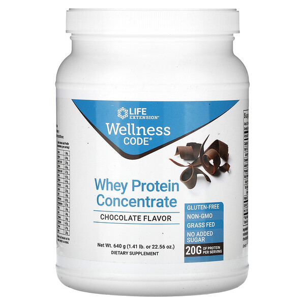 Wellness Code, Whey Protein Concentrate, Chocolate, 1.41 lb (640 g) Life Extension