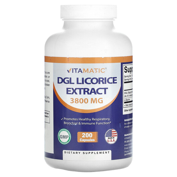 DGL Licorice Extract, 3,800 mg, 200 Capsules Vitamatic