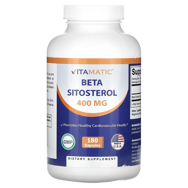 Бета-ситостерин, 400 мг, 180 капсул Vitamatic