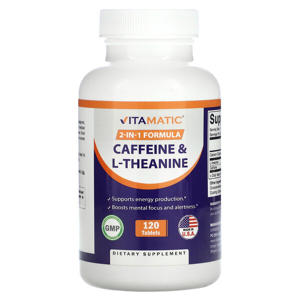 Кофеин и L-Теанин - 120 таблеток - Vitamatic Vitamatic
