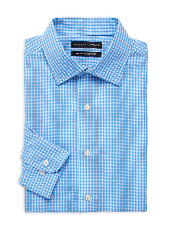 Классическая рубашка приталенного кроя Tattersall Saks Fifth Avenue