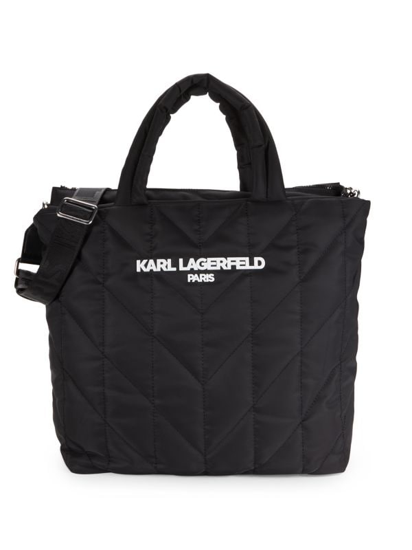 Стеганая объемная сумка-тоут с логотипом Karl Lagerfeld Paris