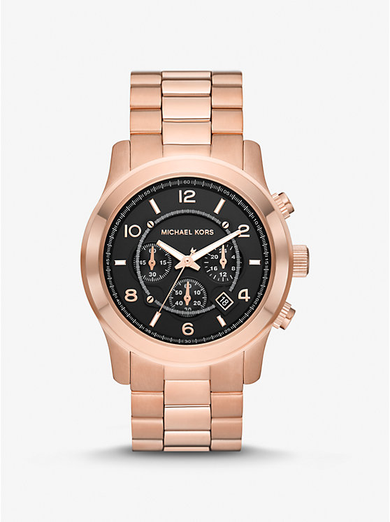 Крупные часы Runway с оттенком розового золота Michael Kors