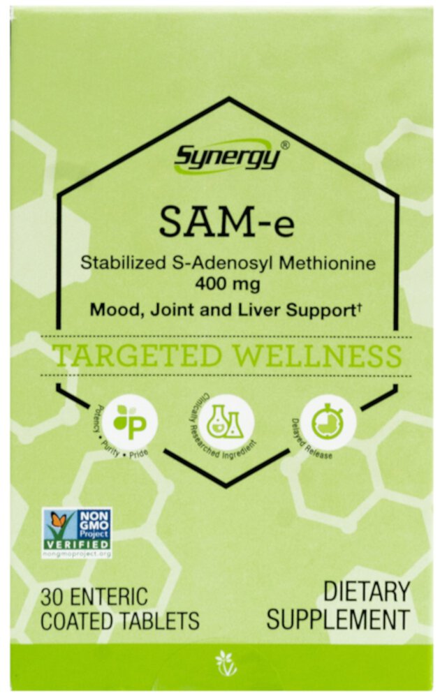 SAM-e -- 400 mg - 30 Enteric Coated Tabs (Таблетки с кишечнорастворимым покрытием) Vitacost-Synergy