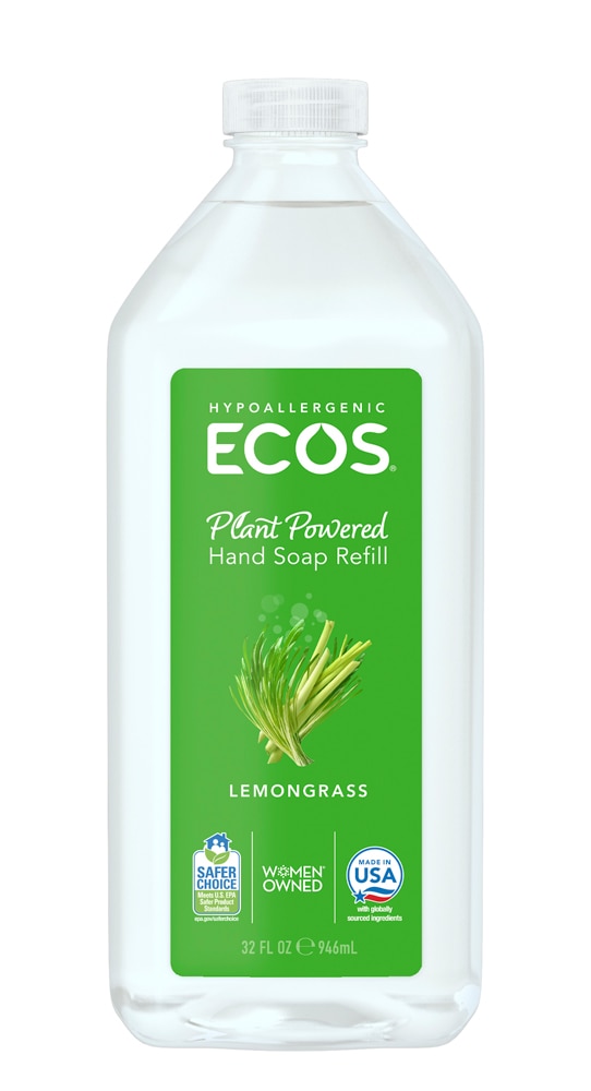 Сменный блок мыла для рук на растительной основе с лемонграссом -- 32 жидких унции ECOS