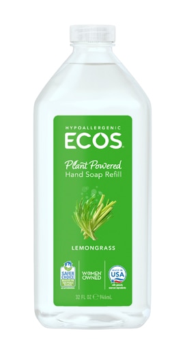 Сменный блок мыла для рук на растительной основе с лемонграссом -- 32 жидких унции ECOS