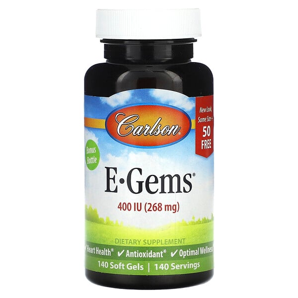 E-Gems, 268 мг (400 МЕ), 140 мягких таблеток Carlson
